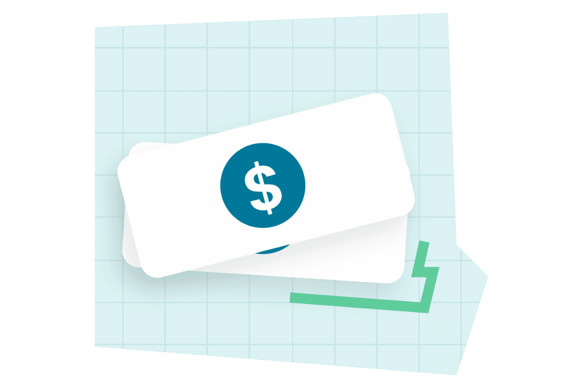 An illustration of dollar bills on top of one another